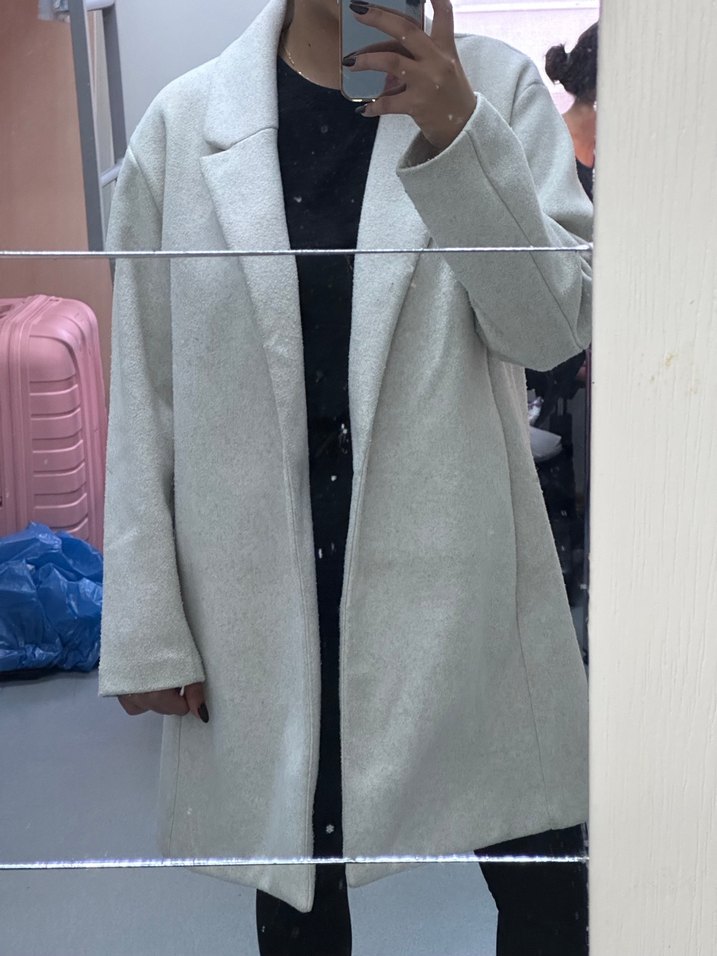 Düğmeli Bej Melanj Midi Kadın Kaban - Görsel 4