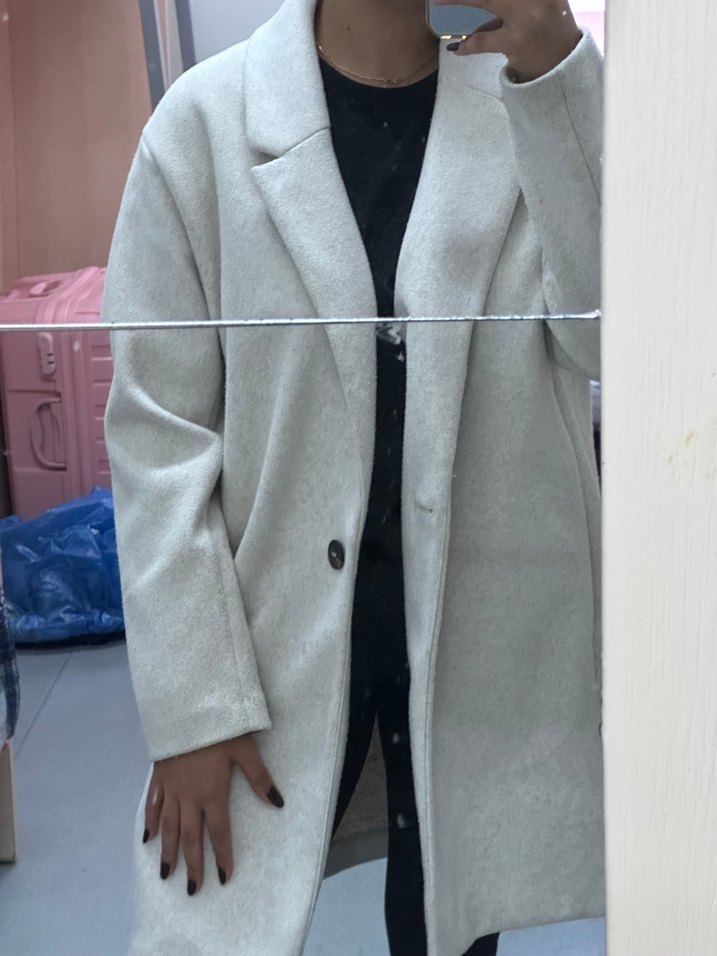 Düğmeli Bej Melanj Midi Kadın Kaban - Görsel 2