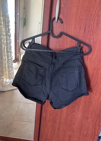 Kadın Siyah Mini Kot Şort - Görsel 3