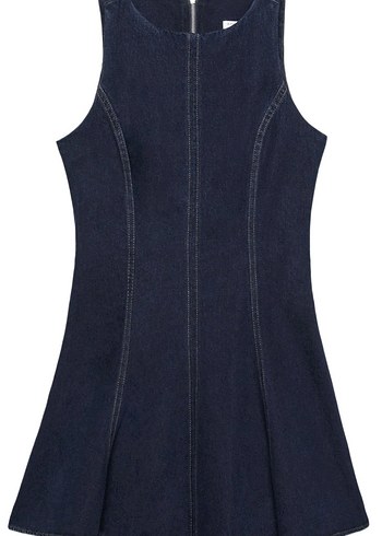 Lacivert Kolsuz Denim Elbise