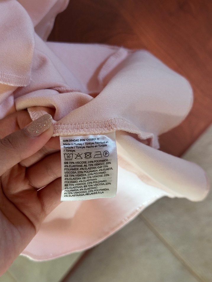 Toz Pembe Belden Oturan Kolsuz Bluz - Görsel 5