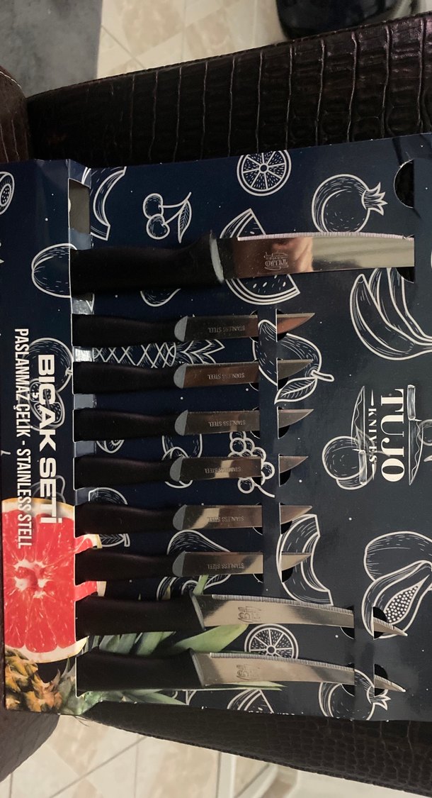 Siyah Saplı  9 Parça Paslanmaz Çelik Bıçak Seti - Görsel 2