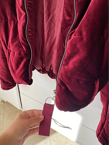 m Beden bordo Renk Bordo kadife mont