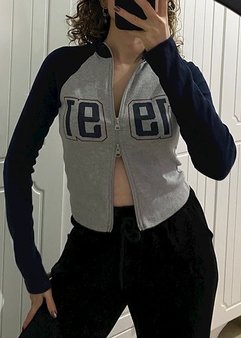 Defacto Gri Siyah Yarım Fermuarlı Uzun Kollu Sweatshirt