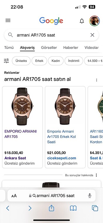 ARMANI ERKEK SAAT