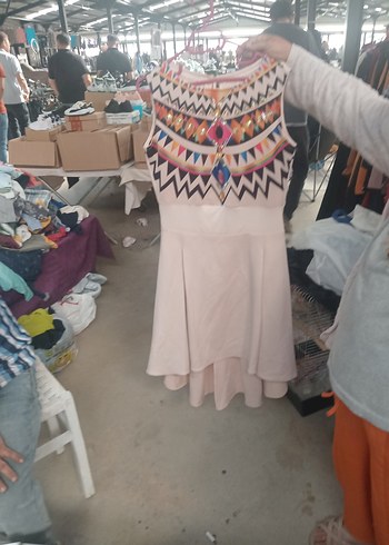 Boncuk Detaylı Bohem Mini Elbise
