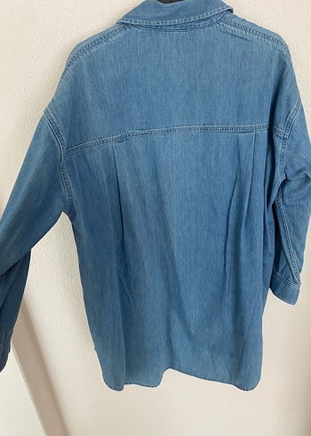 Oysho Uzun Kollu Düğmeli Mavi Denim Ceket