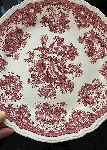 Beden bordo Renk Bordo Çiçek Desenli Klasik Servis Tabağı