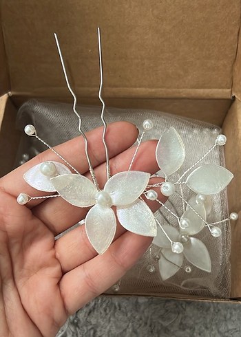 İnci Boncuklu Beyaz Kadın Saç Aksesuarı - Görsel 2