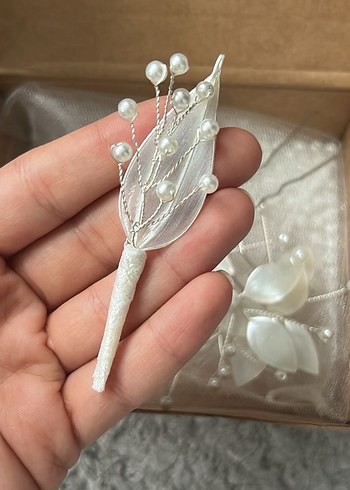 İnci Boncuklu Beyaz Kadın Saç Aksesuarı - Görsel 3