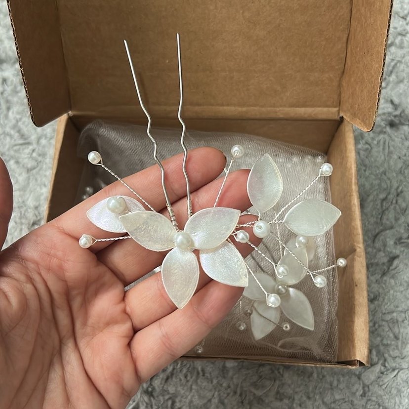 İnci Boncuklu Beyaz Kadın Saç Aksesuarı - Görsel 2