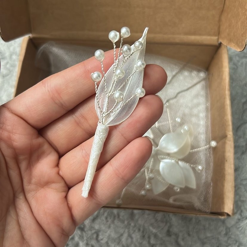 İnci Boncuklu Beyaz Kadın Saç Aksesuarı - Görsel 3