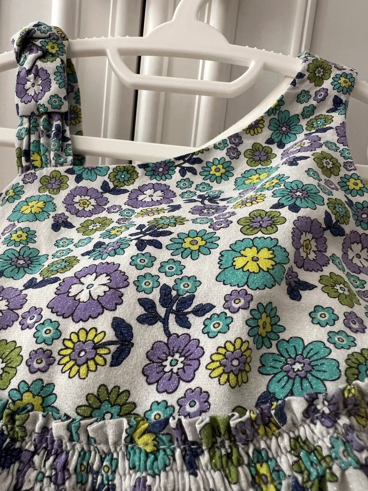 Kolsuz, Desenli, Fırfırlı Bohem Kız Elbisesi - Görsel 2