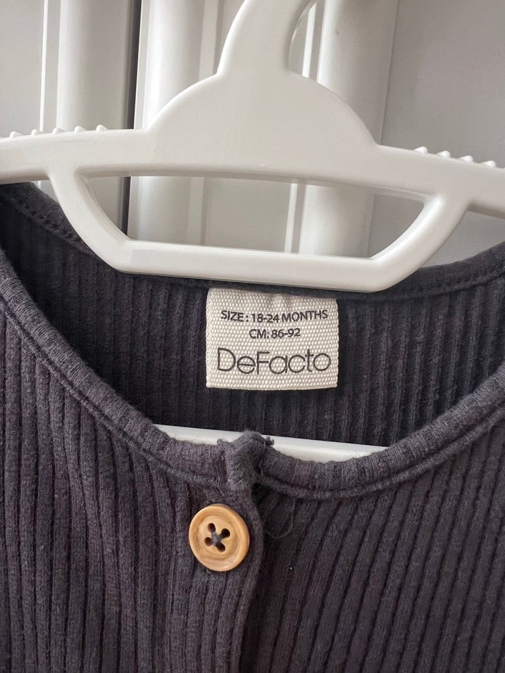 Kız Çocuk Gri Uzun Kollu Triko Elbise - Görsel 3