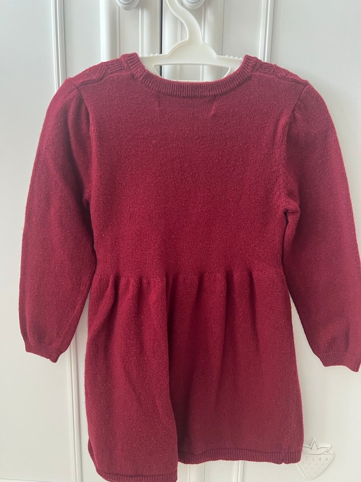 Bordo Triko Kız Çocuk Elbise - Görsel 2