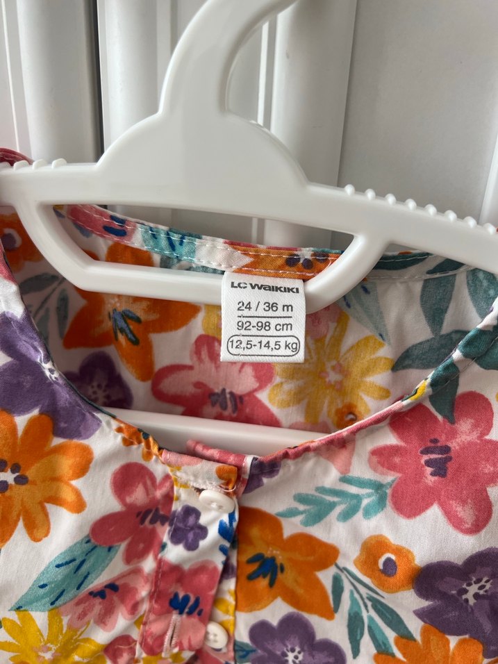 Çiçek Desenli Renkli Kız Elbisesi - Görsel 2