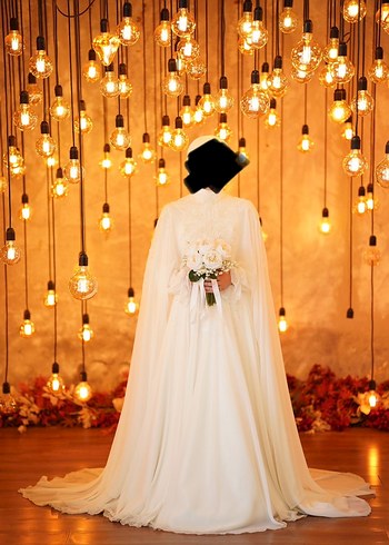 ÖZEL DİKİM PELERİNLİ GELİNLİK - Görsel 5