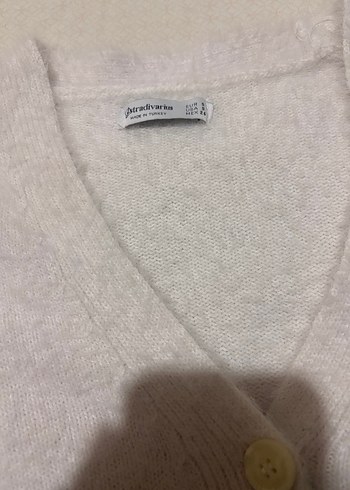 Stradivarius Düğmeli Beyaz V Yaka Triko Hırka - Görsel 2