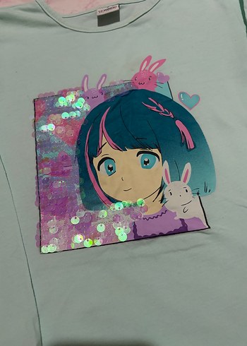 Kız Çocuk Turkuaz Uzun Kollu Tişört - Görsel 3