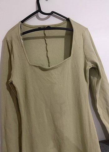 Kadın Haki Uzun Fitilli Elbise - Görsel 2