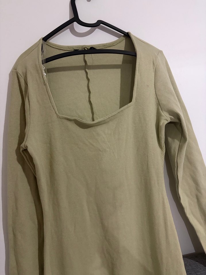 Kadın Haki Uzun Fitilli Elbise - Görsel 2