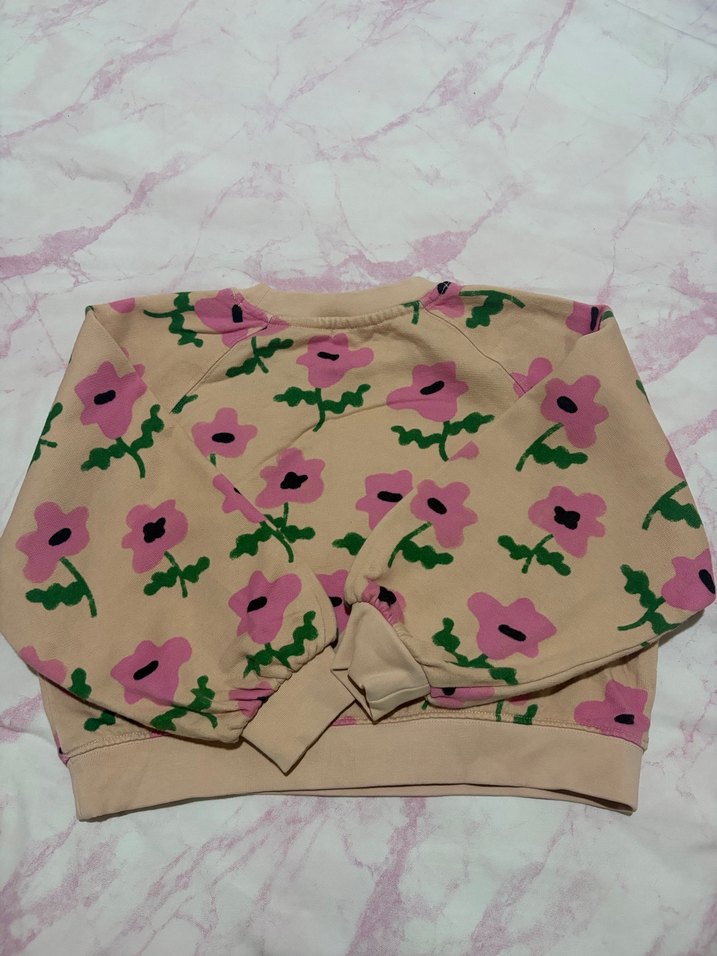 H&M Kız Çocuk Pembe Çiçekli Örme Sweatshirt - Görsel 3