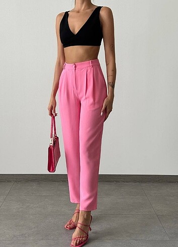 Pembe Twill Havuç Pantolon