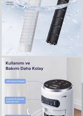 LEVOIT Vantilatör, 28dB Sessiz Kule Tipi, 5 Hız Seviyesi, 4 Mod, - Görsel 5