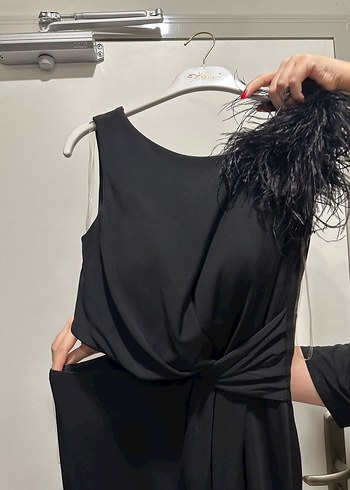 Siyah Drapeli Uzun Abiye Elbise - Görsel 4