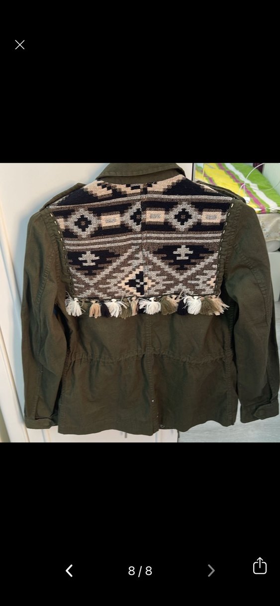 Bohem Tarzı Kemerli Kamuflaj Kadın Ceket - Görsel 2