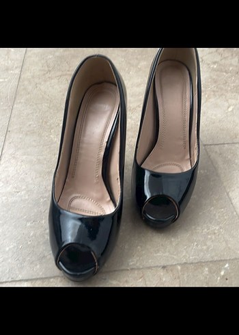 Siyah Rugan Stiletto Kadın Topuklu Ayakkabı - Görsel 2