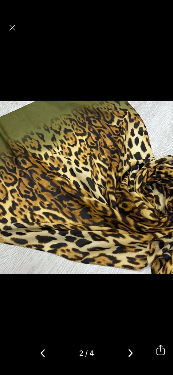 Kahverengi Leopar Desenli Kadın Fular şal - Görsel 2