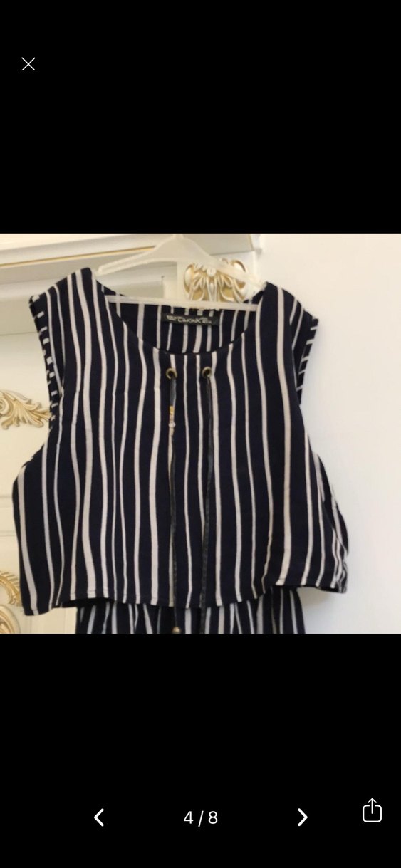 Kadın Lacivert Zebra Desenli Uzun Elbise - Görsel 2