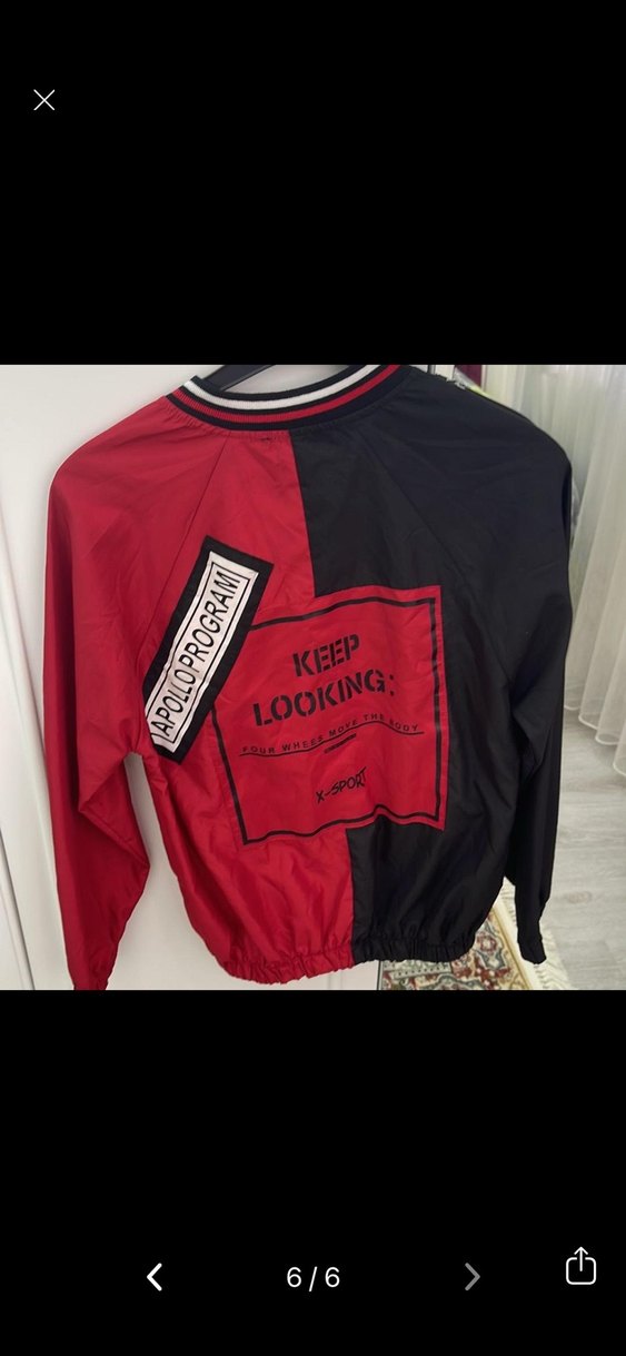 Kırmızı-Siyah Fermuarlı  Kadın Ceket yağmurluk - Görsel 3