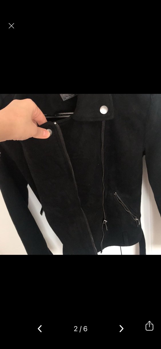 Siyah Süet Kemerli Kadın Deri Ceket - Görsel 2