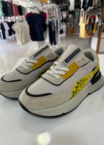 Sarı Gri Leopar Desenli Platform Spor Ayakkabı - Görsel 3