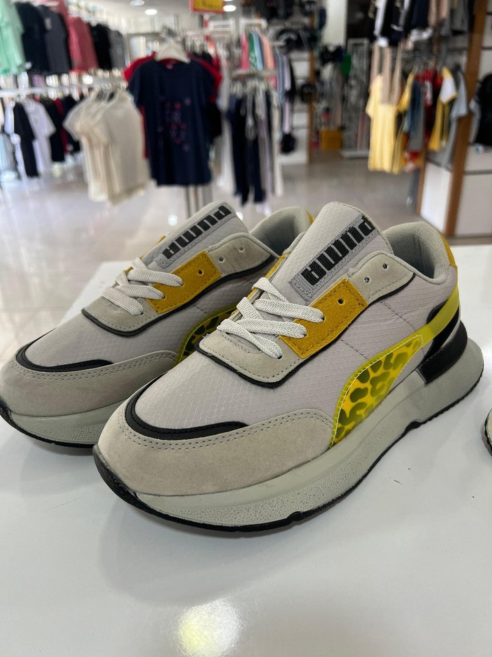 Sarı Gri Leopar Desenli Platform Spor Ayakkabı - Görsel 3