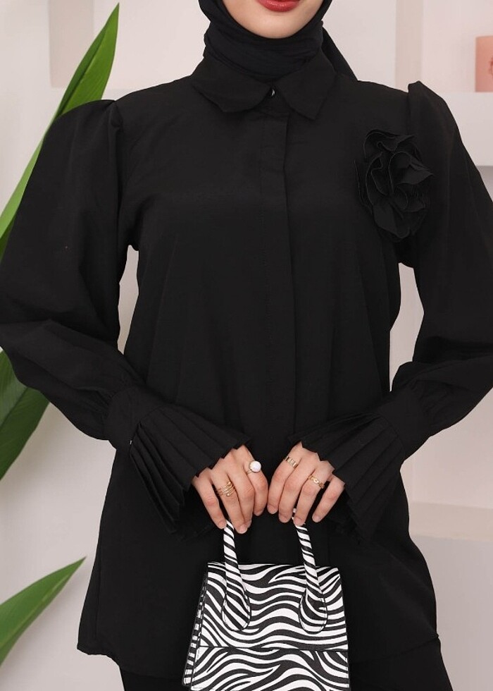 Broşlu Tunik Gömlek - Görsel 4