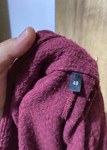 Bordo Düğmeli V Yaka Triko Elbise - Görsel 3