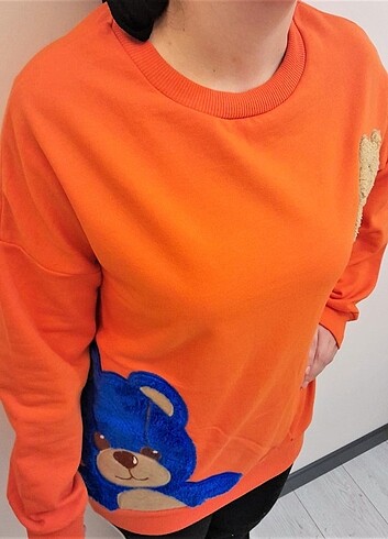 l Beden turuncu Renk # sweatshirt ayıcıklı 