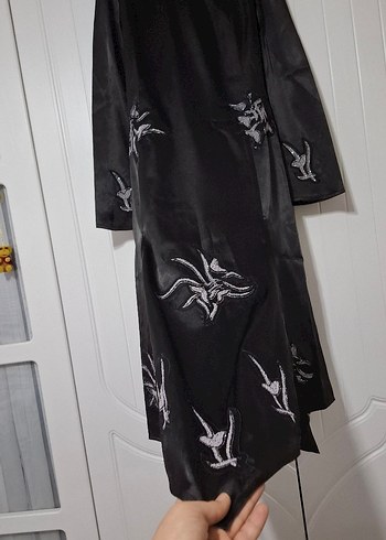 Nakışlı Siyah Uzun Kadın Giyimi - Görsel 3