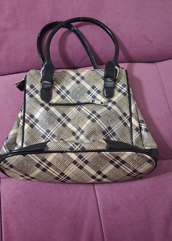 Kahverengi Kareli Kadın Çanta - Görsel 2