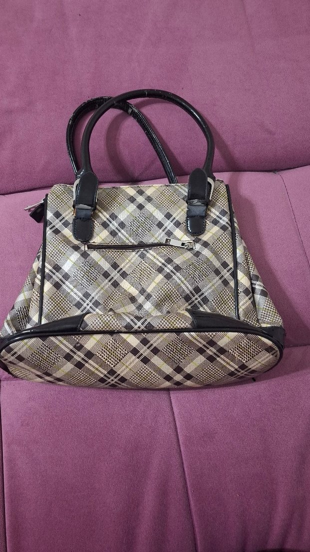 Kahverengi Kareli Kadın Çanta - Görsel 2