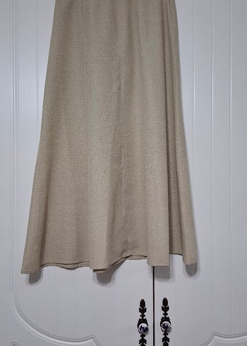 Bej Uzun Kollu Keten Kadın Takım Elbise - Görsel 2