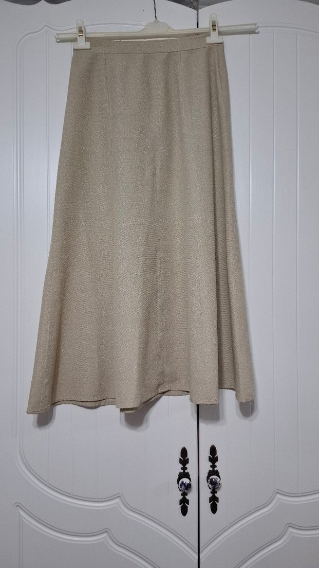 Bej Uzun Kollu Keten Kadın Takım Elbise - Görsel 2