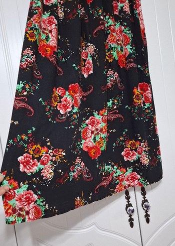 Çiçek Desenli Uzun Bohem Etek - Görsel 2