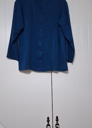 Lacivert Kadın Keten Midi Takım - Görsel 2