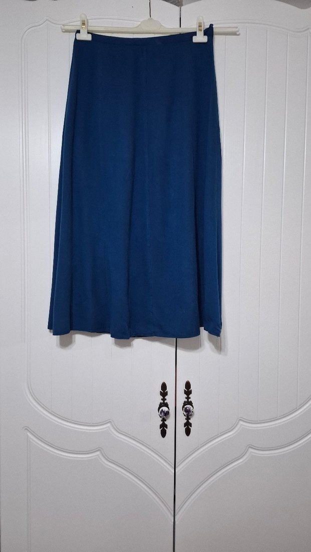 Lacivert Kadın Keten Midi Takım - Görsel 3