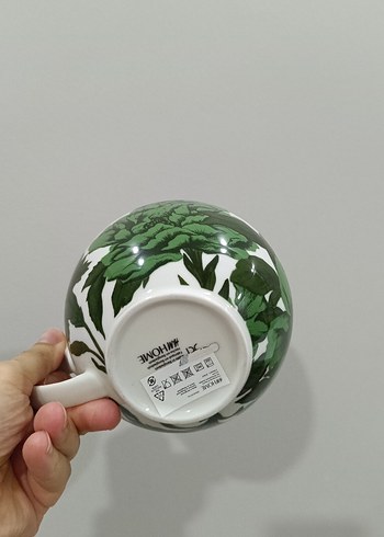 2 adet kupa fiyatı Yeşil Yaprak Desenli Porselen Fincan - Görsel 4