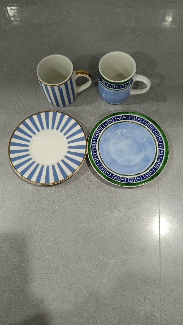 Mavi desenli 2 adet fincan ve tabak seti - Görsel 3